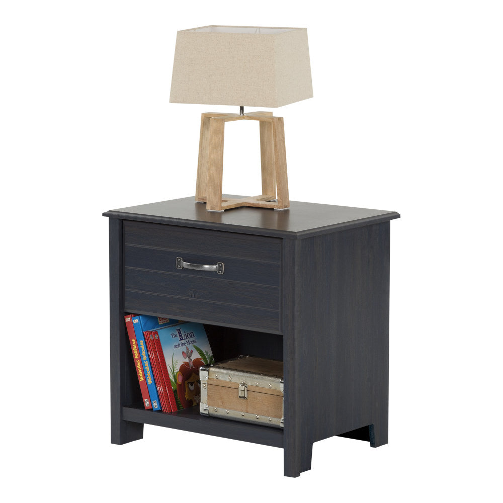 South Shore Ulysses 1-Drawer Nightstand, 22-1/2inH x 21-3/4inW x 17-3/4inD, Blueberry