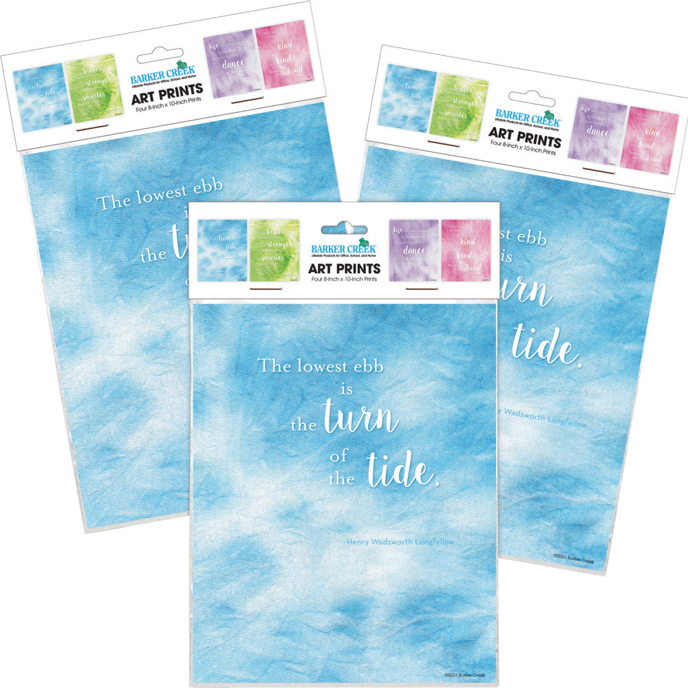 Barker Creek Art Prints, 8in x 10in, Dancing In The Rain Tie-Dye And Ombre Collection, Pre-K To College, Set Of 12 Prints