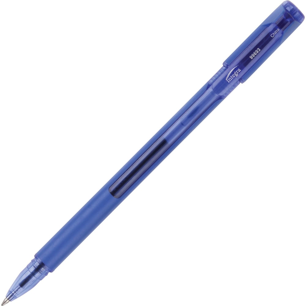 Integra Quick-Dry Gel Ink Stick Pens, 0.7 mm, Blue Ink, Pack Of 12 Pens