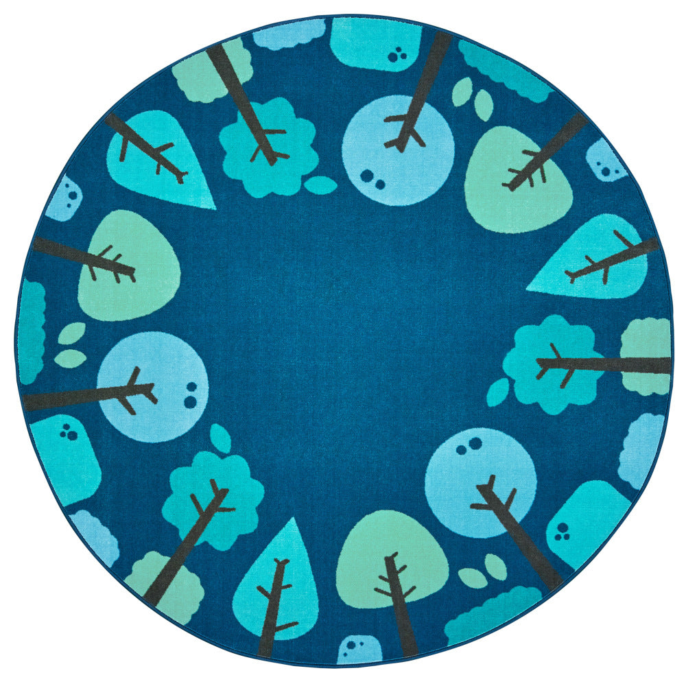 Carpets for Kids KIDSoft Tranquil Trees Decorative Round Rug, 6ft x 6ft, Blue