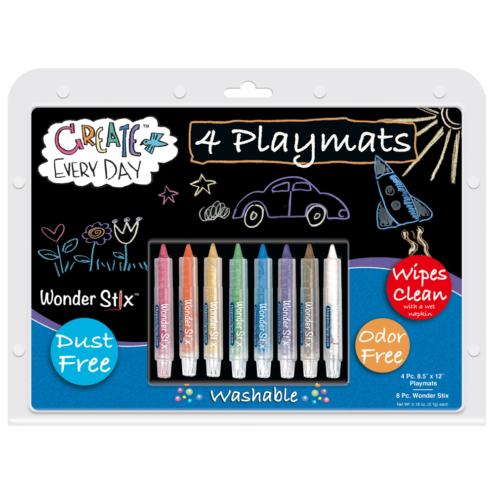 Wonder Stix Blackboard Playmat Kits, 8-1/2in x 12in, Set Of 4 Kits