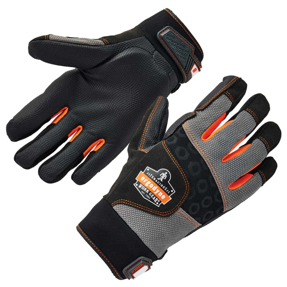 Ergodyne ProFlex 9002 ANSI/ISO-Certified Full-Finger Anti-Vibration Gloves, Extra Large, Black