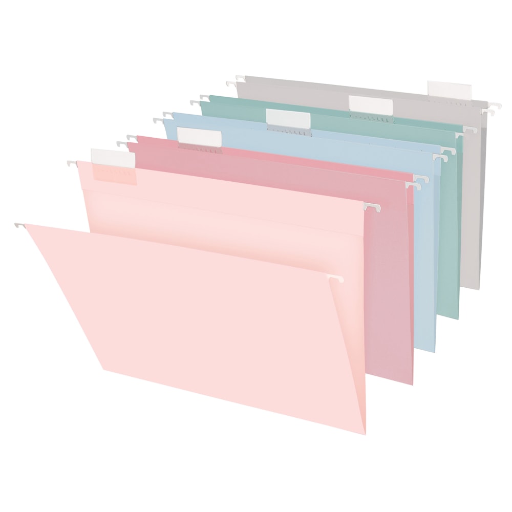 Office Depot Brand Hanging File Folders, 1/5-Cut, Letter Size, Assorted Pastel Colors, Pack Of 25 Folders