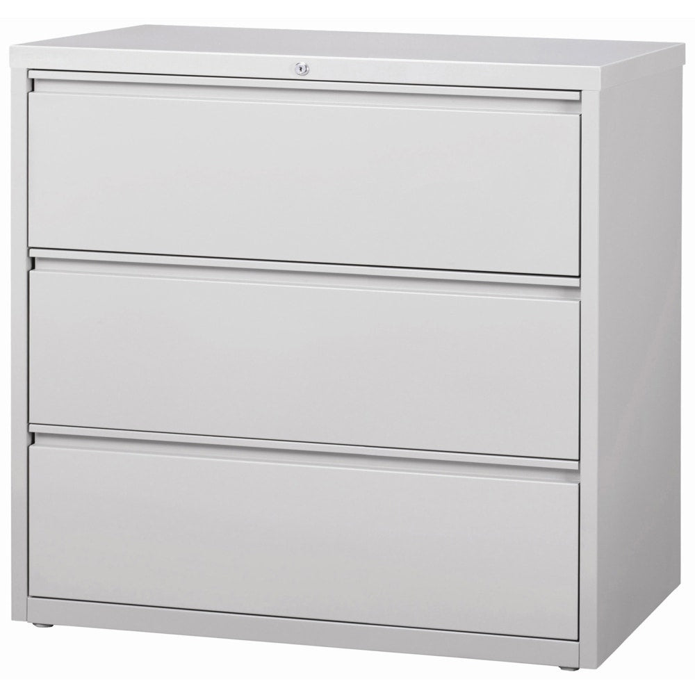 Lorell 42inW x 18-5/8inD Lateral 3-Drawer File Cabinet, Light Gray