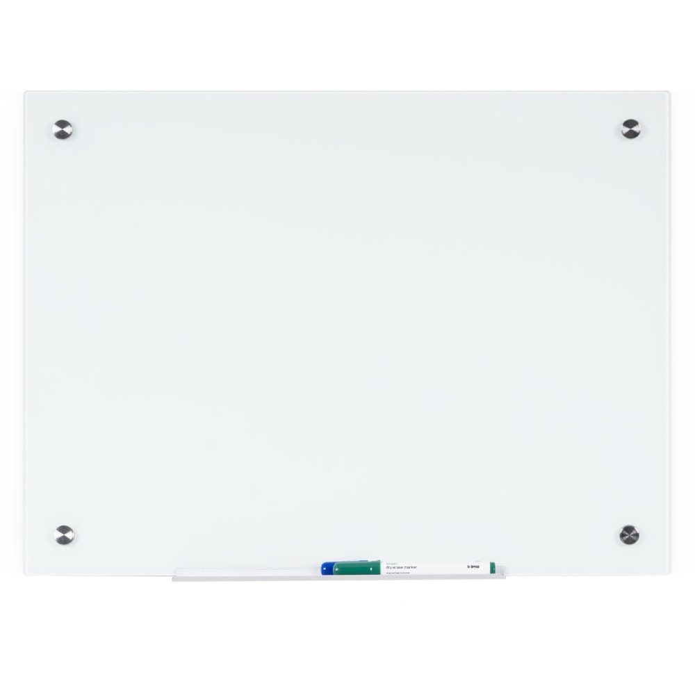 Bi-silque Dry-Erase Glass Board - 24in (2 ft) Width x 36in (3 ft) Height - White Tempered Glass Surface - Rectangle - Horizontal/Vertical - 1 Each