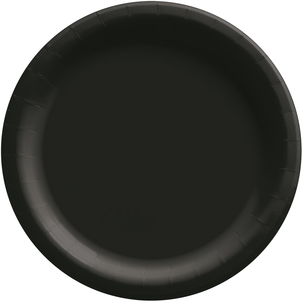 Amscan Round Paper Plates, 8-1/2in, Jet Black, Pack Of 150 Plates