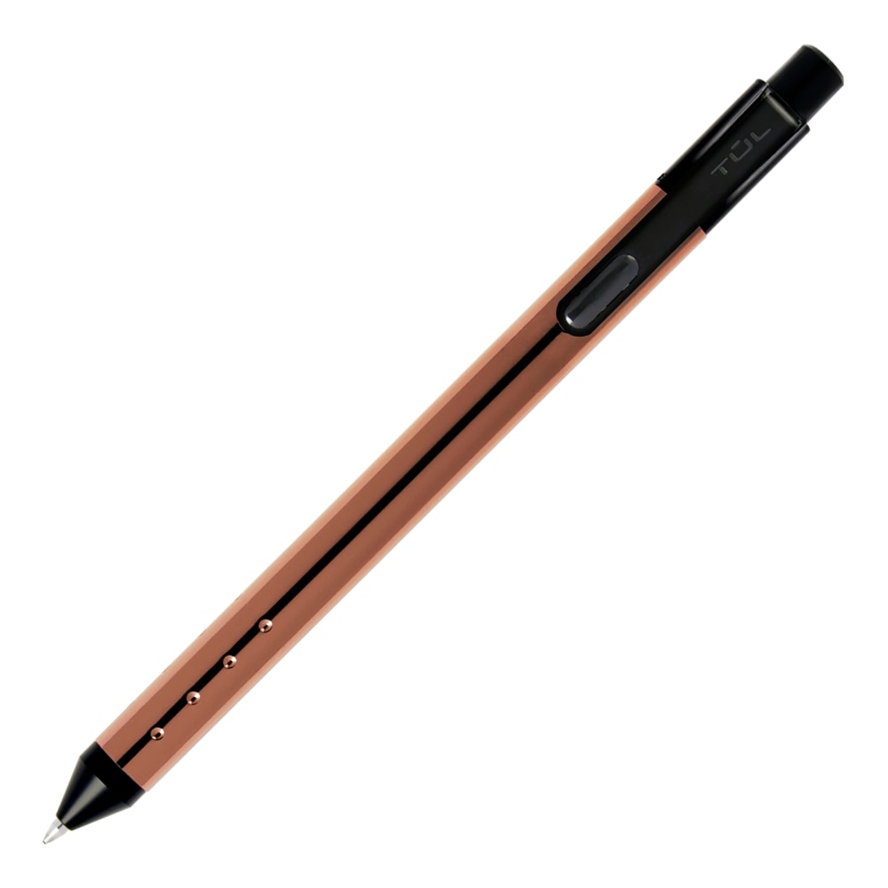 TUL Fine Writing Solid Metal Barrel Retractable Gel Pen with 2 Refills, Medium Point, 0.7 mm, Rose Gold Barrel, Black/Blue Ink