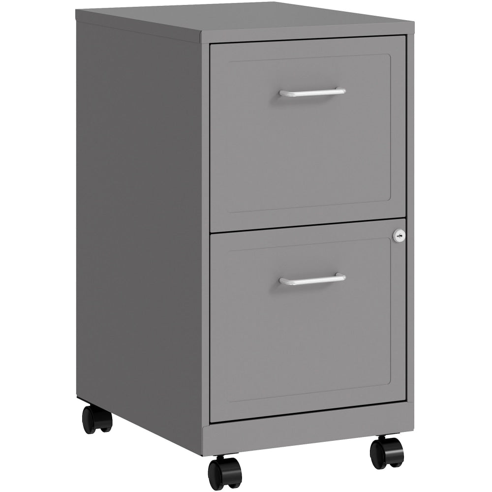 LYS Mobile File Cabinet - 14.3in x 18in x 26.5in - 2 x Drawer(s) for File, Document - Letter - Vertical - Glide Suspension, Locking Drawer, Mobility, Pull Handle - Silver - Baked Enamel - Steel - Recycled - Assembly Required