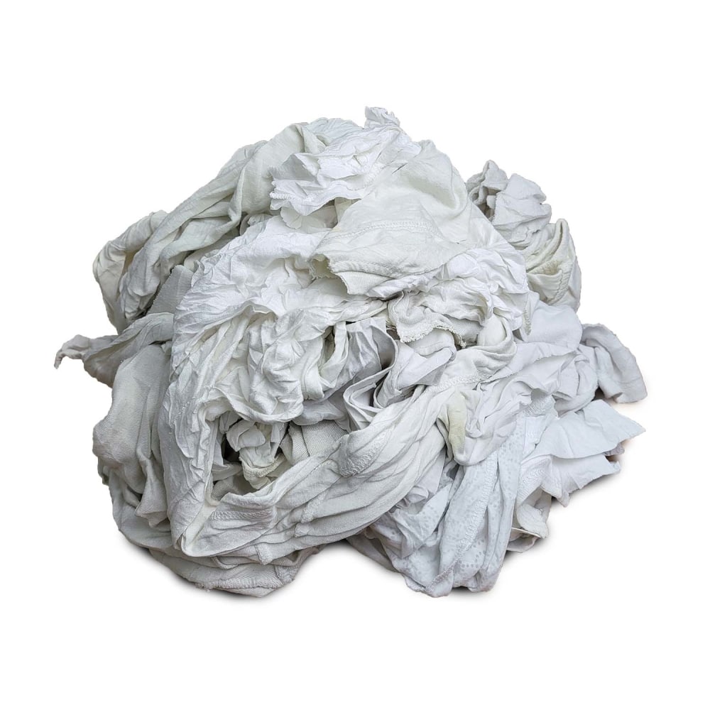 Pro-Clean Basics T-Shirt Rags, 100% Recycled, Mixed White, 15 Lb Box