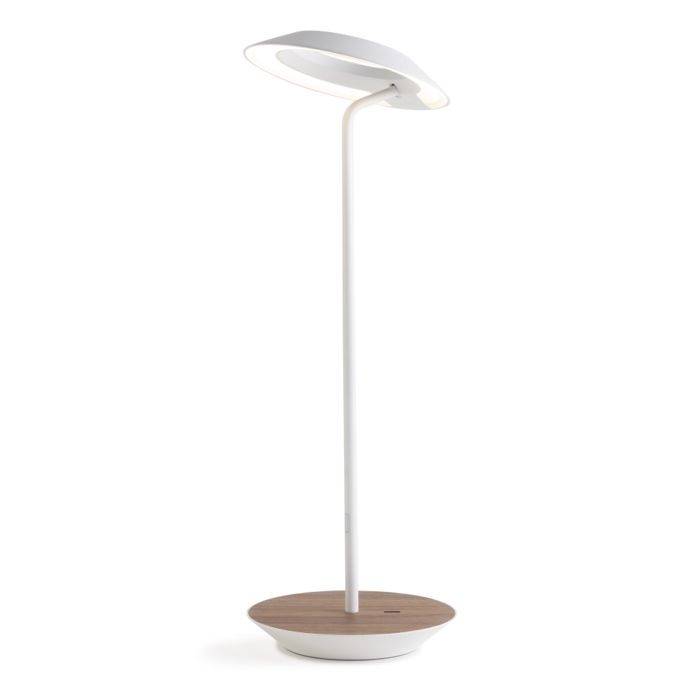 Koncept Royyo LED Desk Lamp, 17-7/16inH, Matte White/Oiled Walnut Base Plate