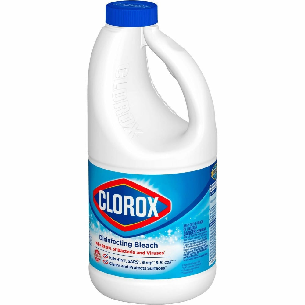 Clorox Disinfecting Bleach - Concentrate Liquid - 43 fl oz (1.3 quart) - Regular Scent - 6 / Carton - White