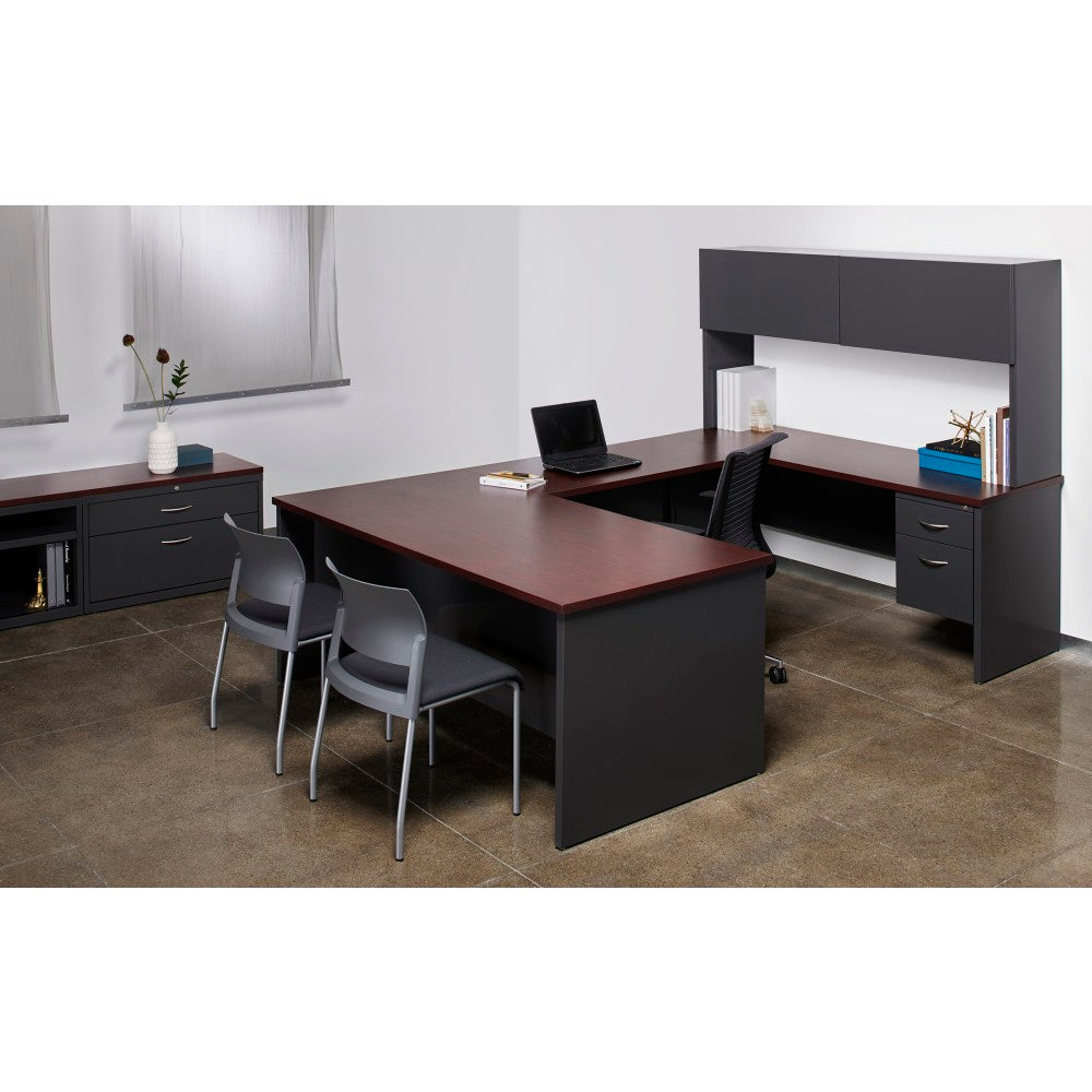 WorkPro Modular 48inW Left Return For Computer Desk, Charcoal/Mahogany