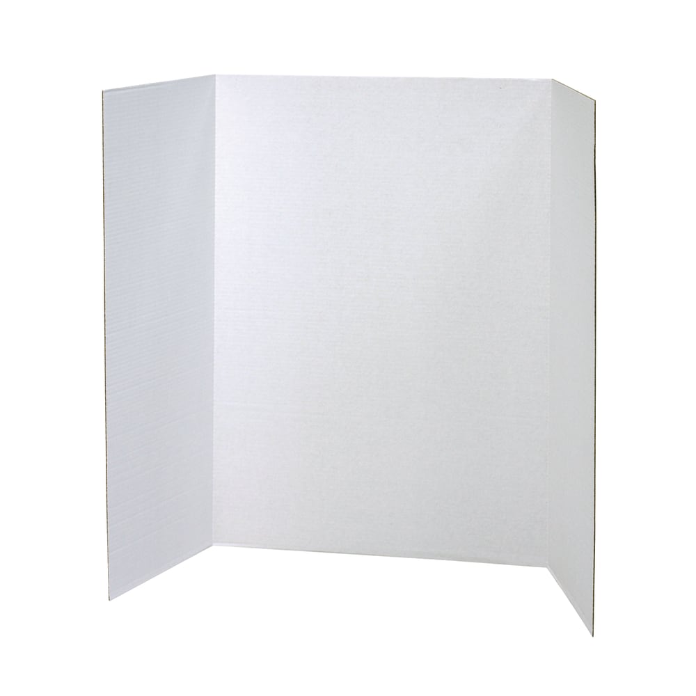 Pacon 80% Recycled Single-Walled Tri-Fold Presentation Boards, 48in x 36in, White, Carton Of 4