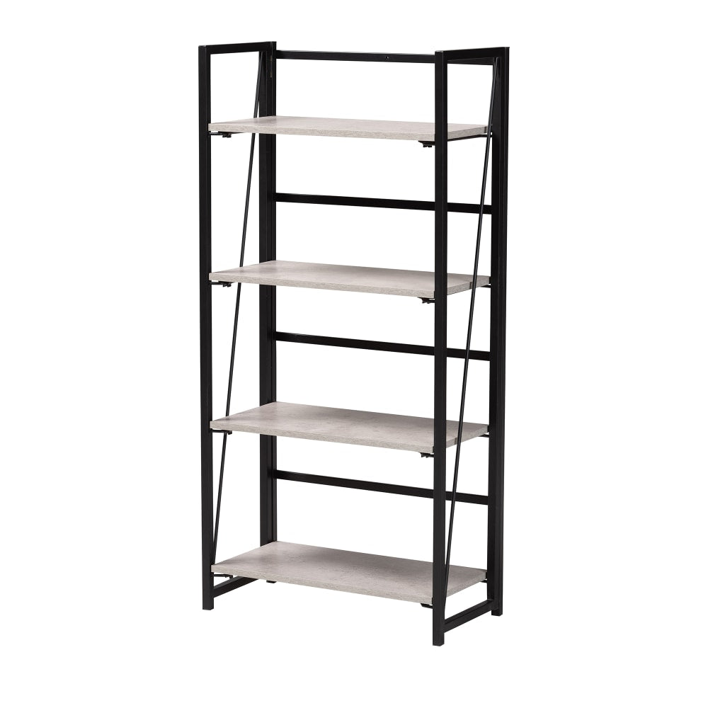 Baxton Studio Lakota 24inW Modern Industrial Display Shelf, Light Gray/Black