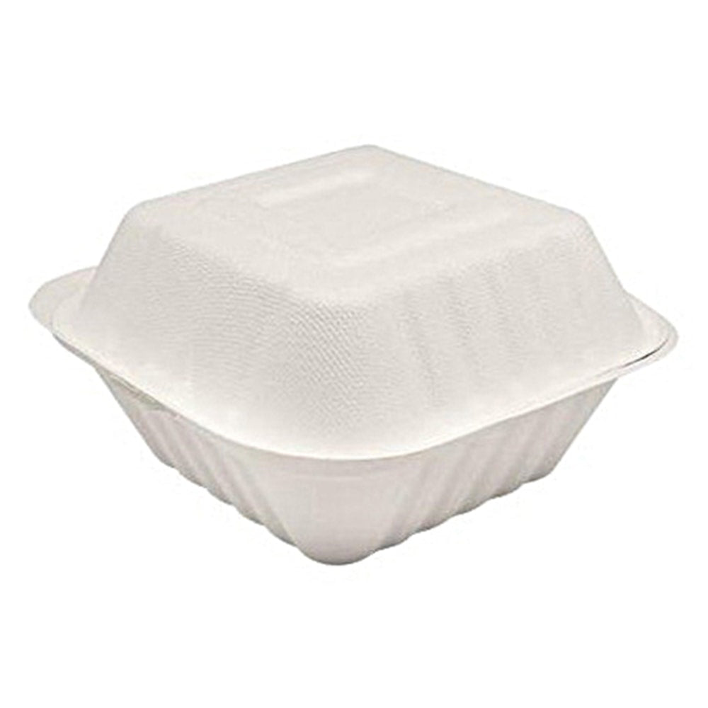 Karat Earth Bagasse Clamshell Food Containers, 6in x 6in, Natural, Case Of 500 Clamshells