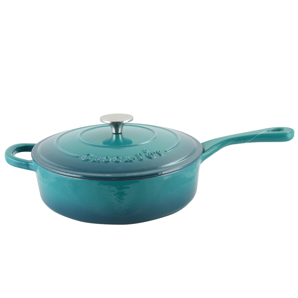 Crock-Pot Artisan 3.5-Quart Enameled Cast Iron Saute Pan, Teal Ombre