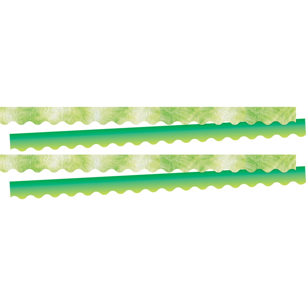 Barker Creek Double-Sided Scalloped-Edge Border Strips, Lime Tie-Dye/Ombre, 2-1/4in x 36in, Set Of 26 Strips