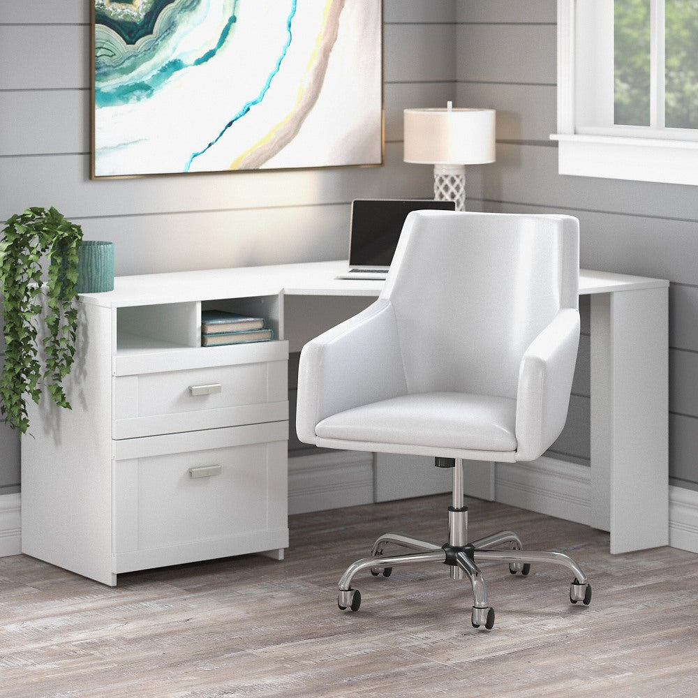 Bush Business Furniture Wheaton 60inW Reversible Corner Desk With Storage, Pure White, Standard Delivery