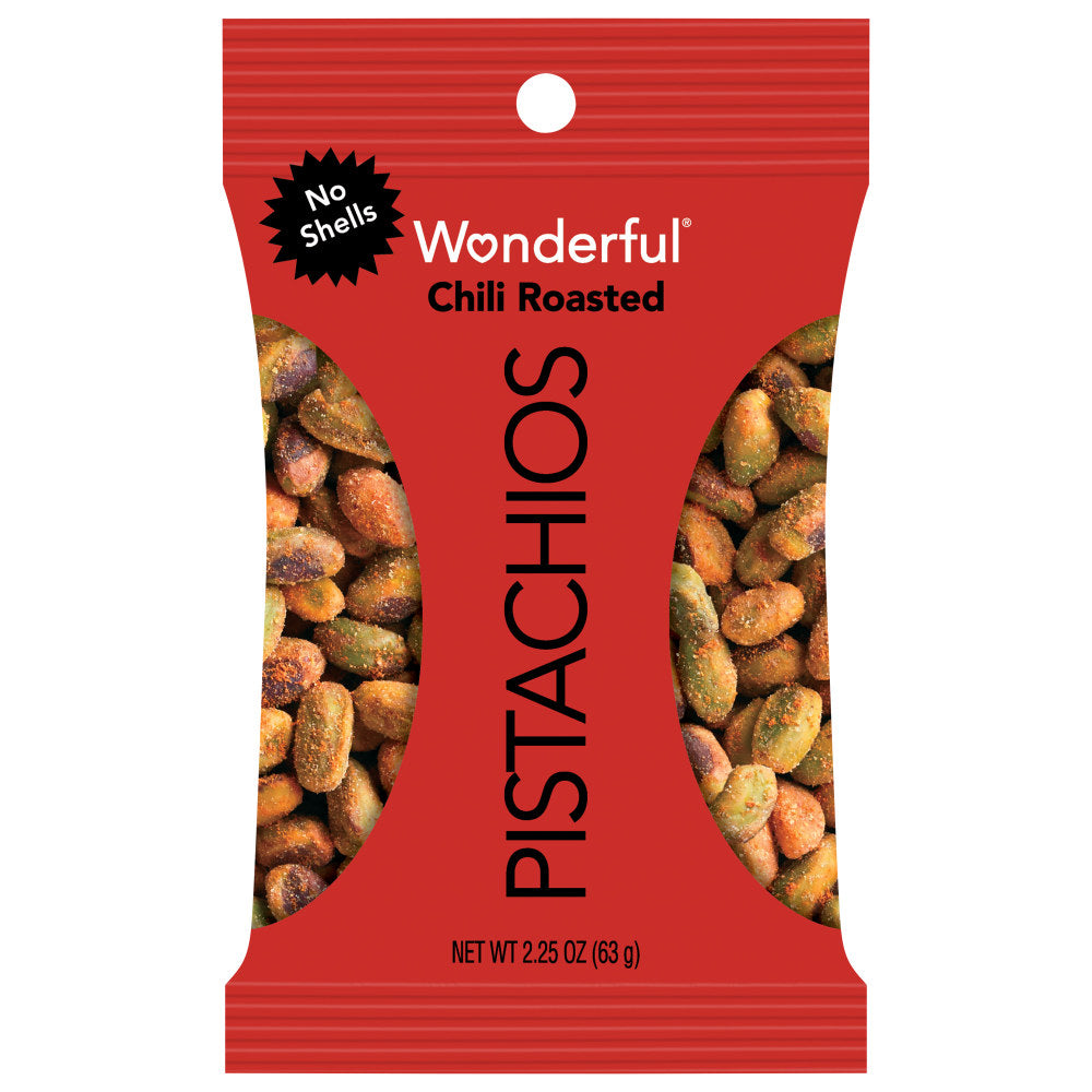 Wonderful Pistachios No-Shell Chili-Roasted Pistachios, 2.25 Oz, Box Of 8 Bags