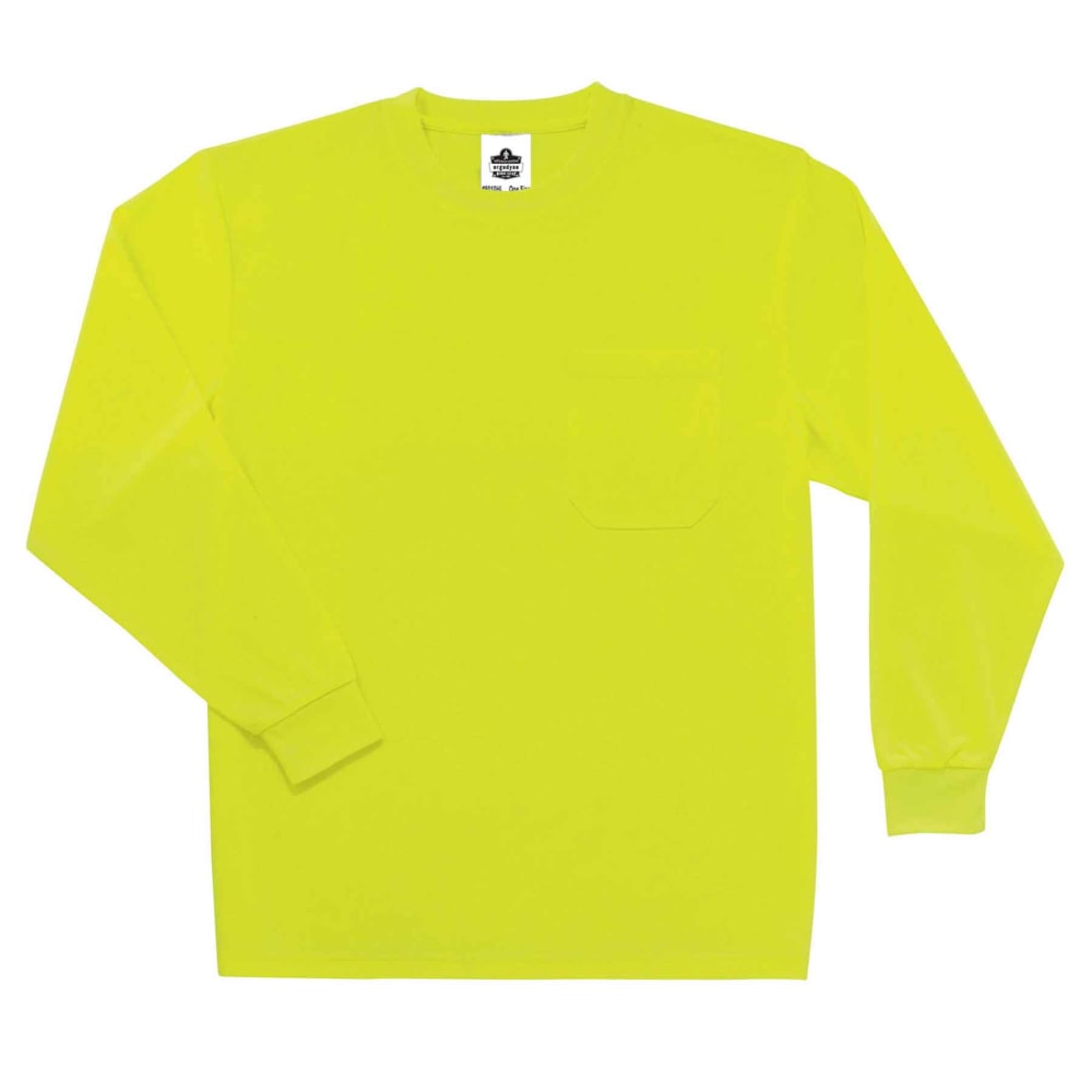 Ergodyne GloWear 8091 Non-Certified Long-Sleeve T-Shirt, Large, Lime