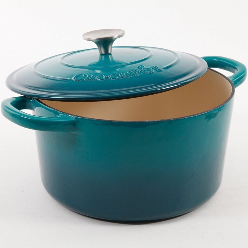 Crock Pot Artisan 5-Quart Enameled Cast Iron Dutch Oven, Teal Ombre