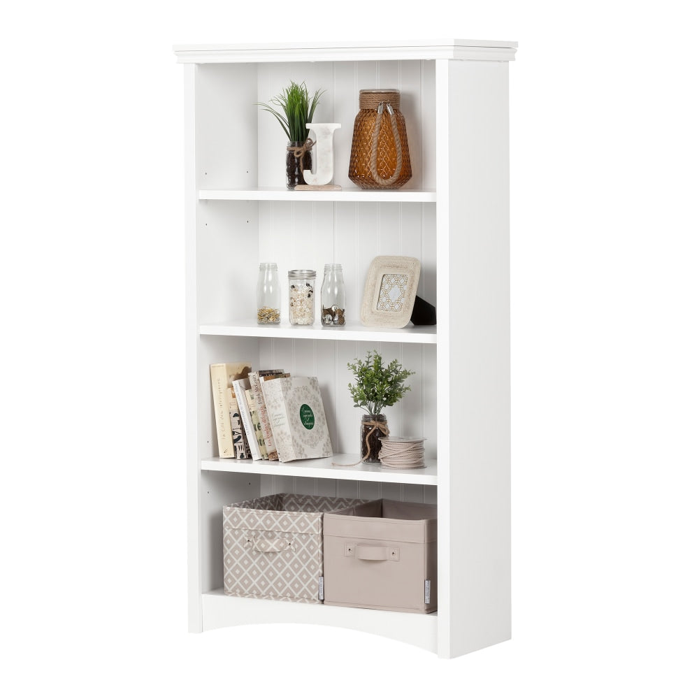 South Shore Artwork 57-3/4inH 4-Shelf Bookcase, Pure White