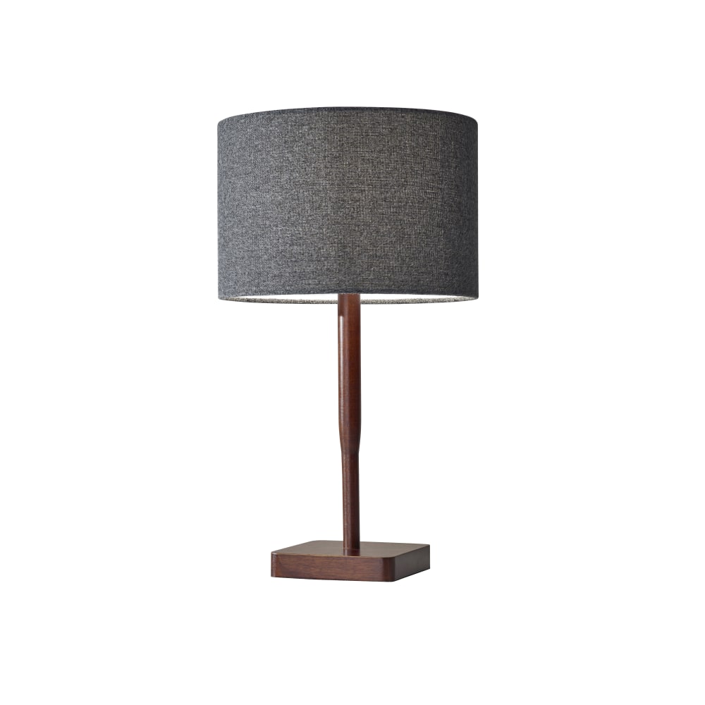 Adesso Ellis Table Lamp, 21inH, Dark Gray Shade/Walnut Base