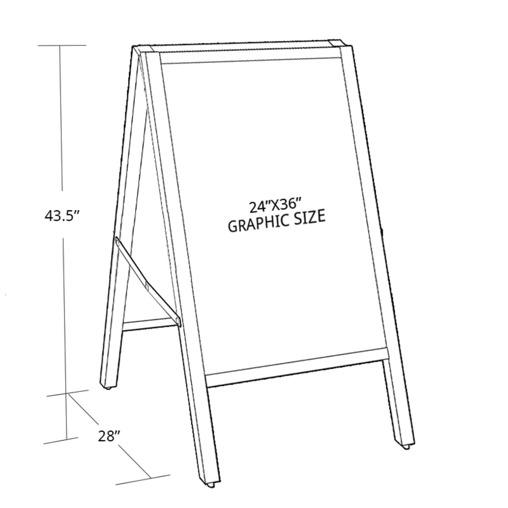 Azar Displays Slide In A-Frame Sign Holder, 24inW x 36inH Graphic, Black Plastic Frame