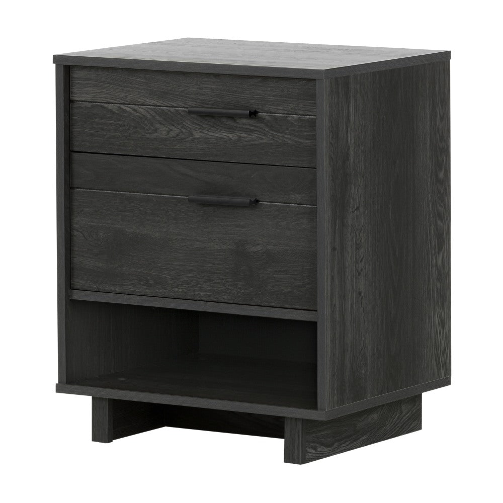 South Shore Fynn Nightstand With Cord Catcher, 24-3/4inH x 22-1/4inW x 16-1/2inD, Gray Oak