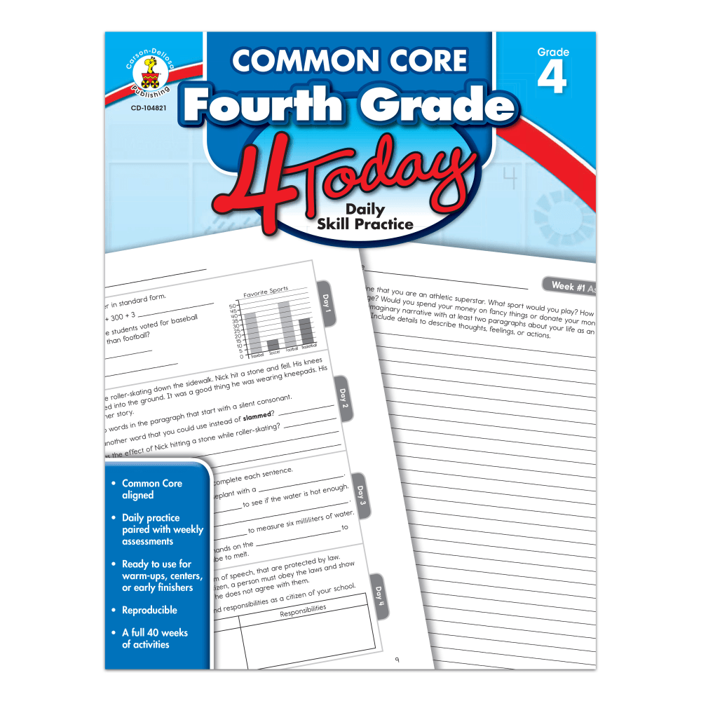 Carson-Dellosa Common Core 4 Today Workbook, Grade 4