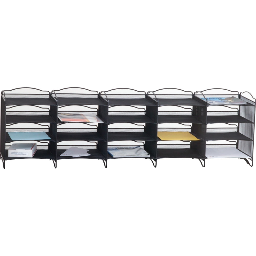 Safco Onyx Mail Sorter - 500 x Sheet - 20 Compartment(s) - Compartment Size 3.75in x 11in x 12.50in - Sturdy - Black - 1 Each