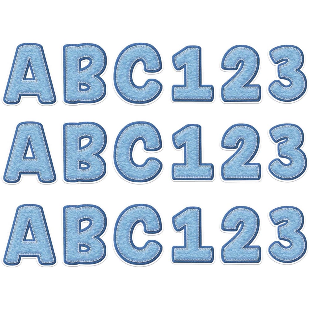 Eureka 4in Deco Letters, A Close-Knit Class Blue Felt, 179 Letters Per Pack, Set Of 3 Packs