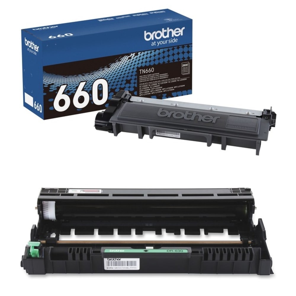 Brother TN-660 Black High Yield Toner Cartridge And DR-630 Drum Unit, TN660/DR-630