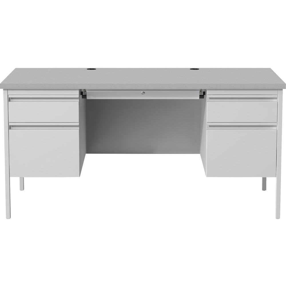 LorellDouble Pedestal Writing Desk, 30inW, Gray