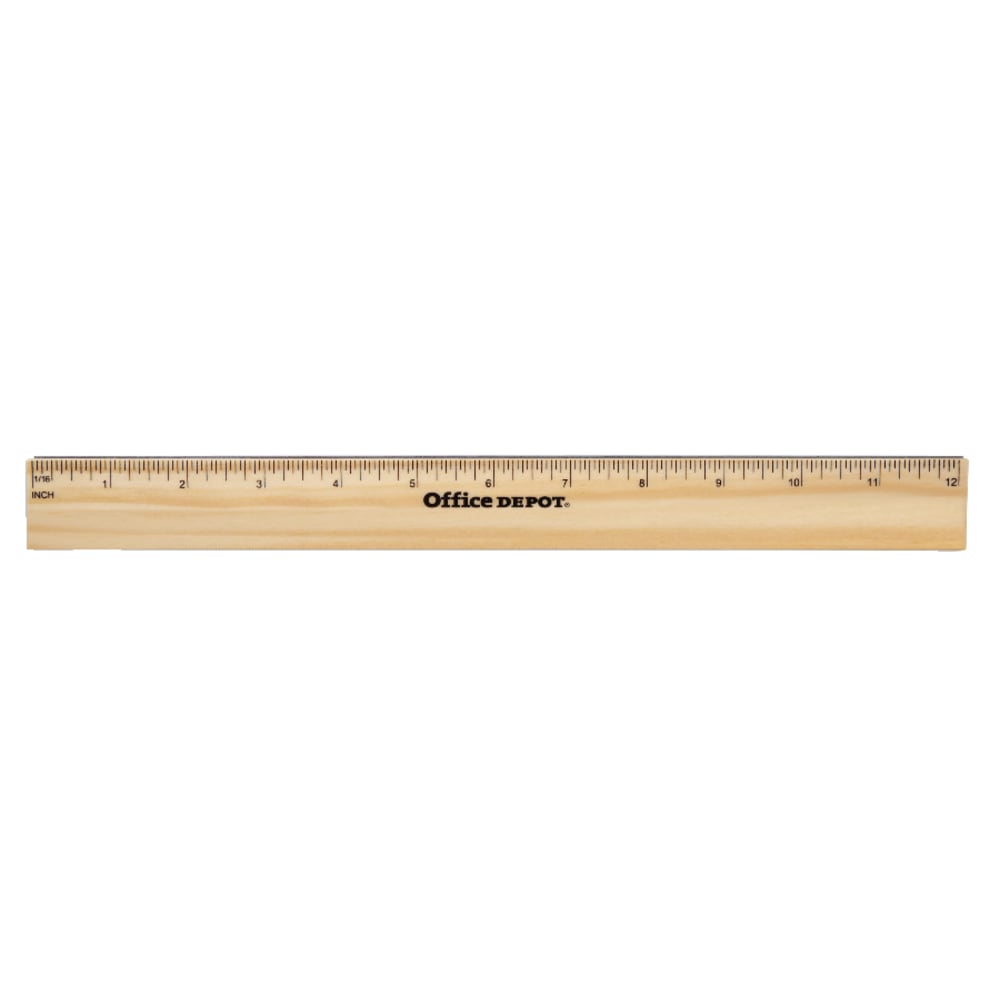 Office Depot Brand Wood Metal-Edge Ruler, 12in