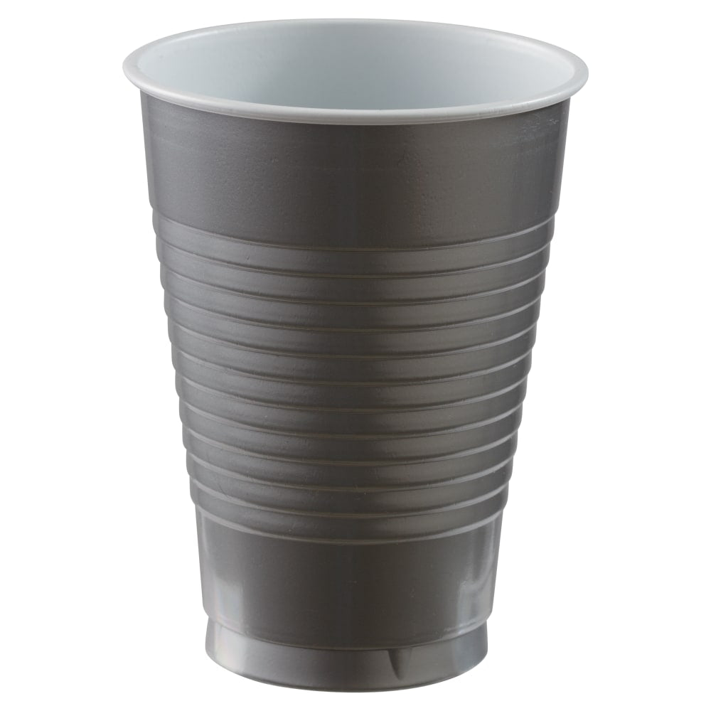 Amscan 436811 Plastic Cups, 12 Oz, Silver, 50 Cups Per Pack, Case Of 3 Packs