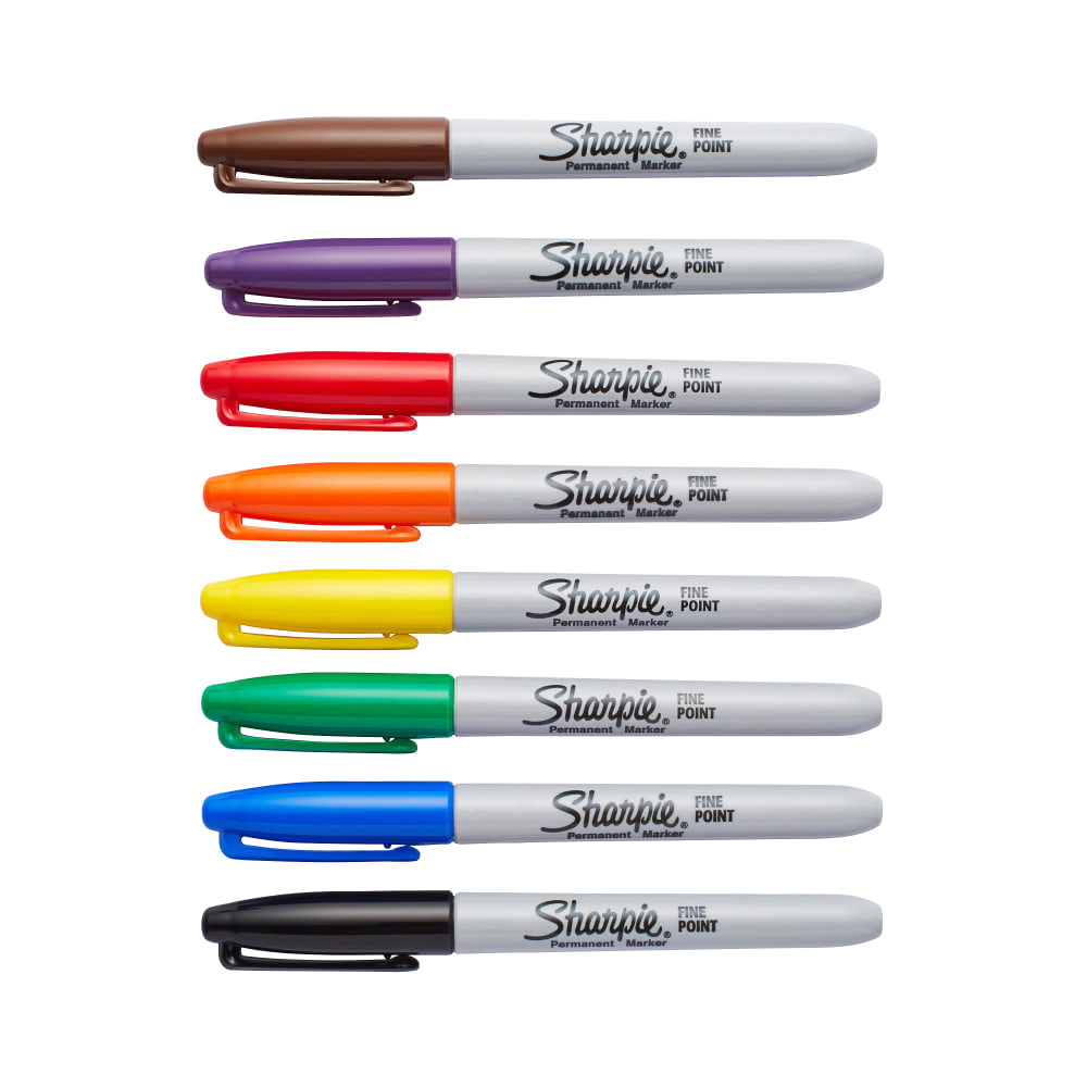 Sharpie Permanent Fine-Point Markers, Assorted Colors, Pack Of 8 Markers