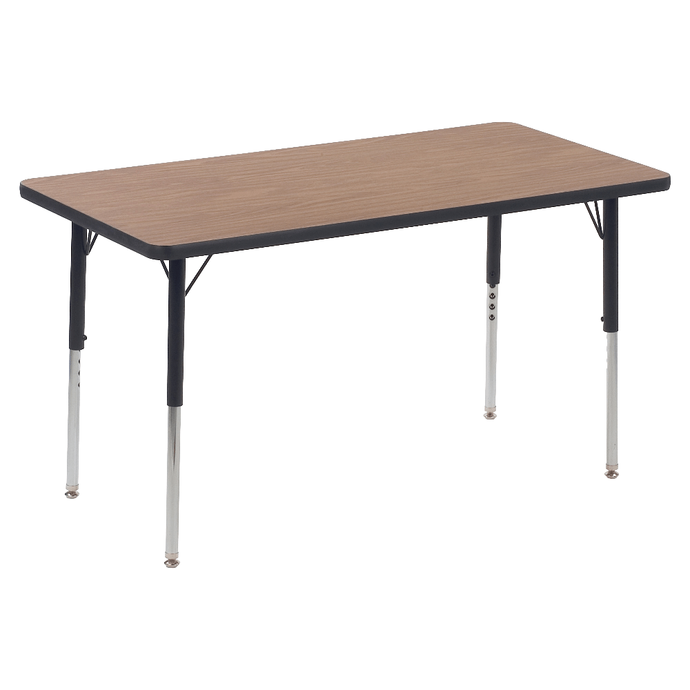 Lorell Classroom Rectangular Activity Table Top, 48inW x 24inD, Medium Oak/Black