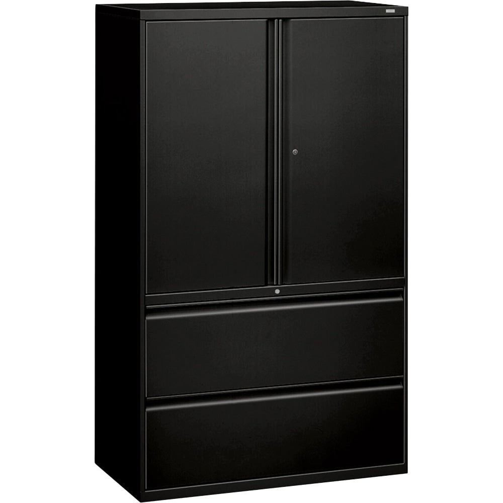 HON 800 Series Storage Cabinet With Lateral File, 42in Wide, Black