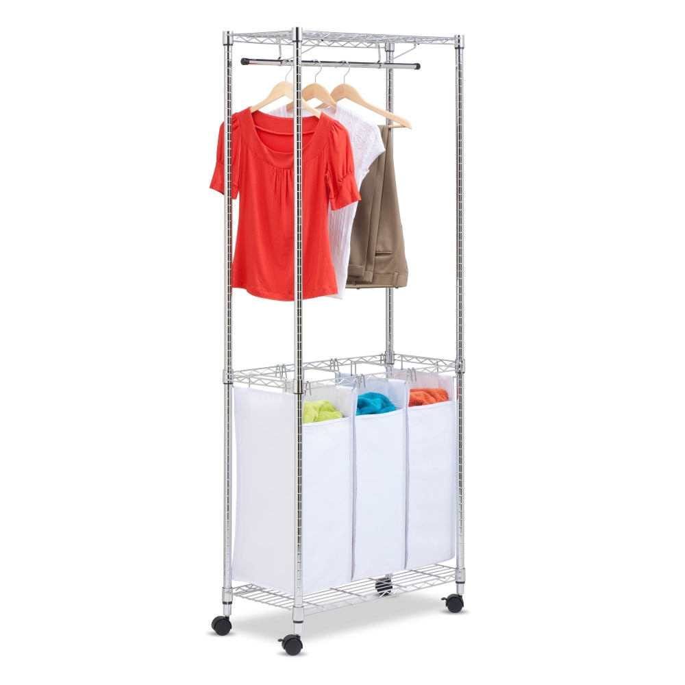 Honey-Can-Do Rolling Urban Laundry Center, White/Chrome