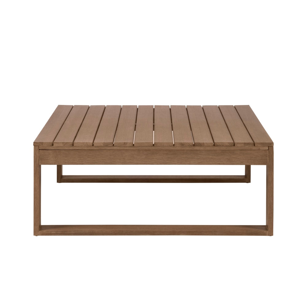 Linon Boleyn Wood Outdoor Furniture Coffee Table, 15inH x 37-2/5inW x 37-2/5inD, Natural