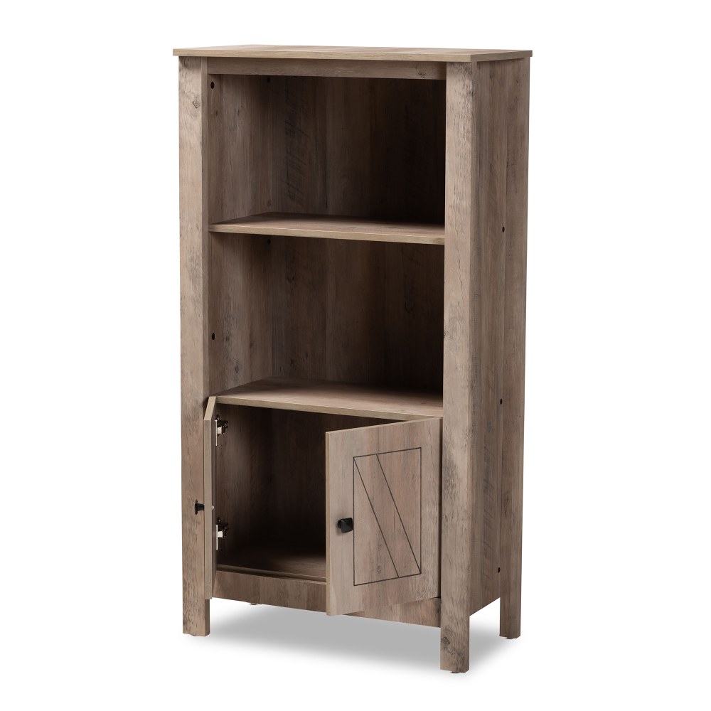 Baxton Studio Derek 52ft" 2-Shelf Transitional Bookcase, Rustic Oak