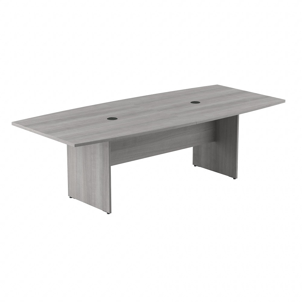 Bush Business Furniture 96inW x 42inD Boat-Shaped Conference Table With Wood Base, Platinum Gray, Standard Delivery