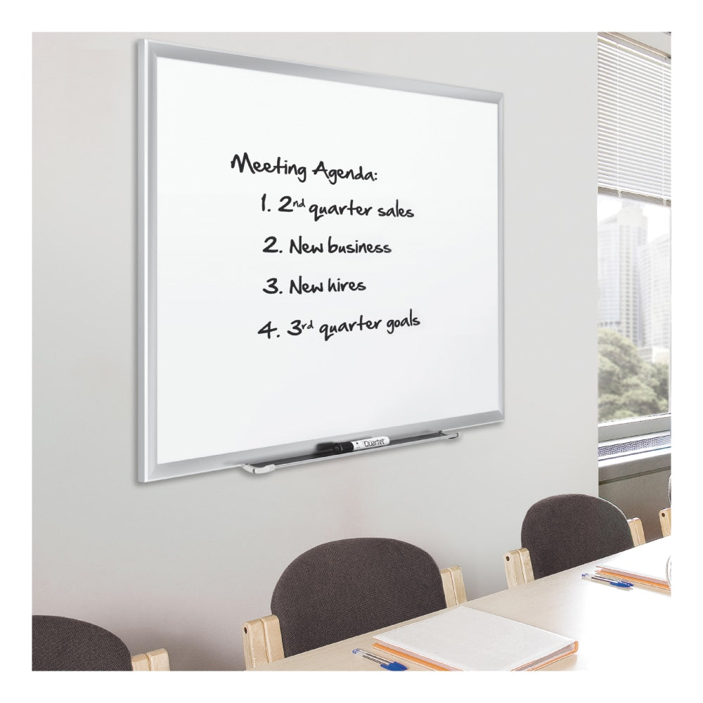 Quartet Magnetic Porcelain Dry-Erase Whiteboard, 48in x 72in, Aluminum Frame With Silver Finish