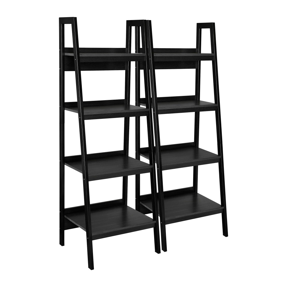 Ameriwood Home Ladder Bookcases, Black, Set Of 2