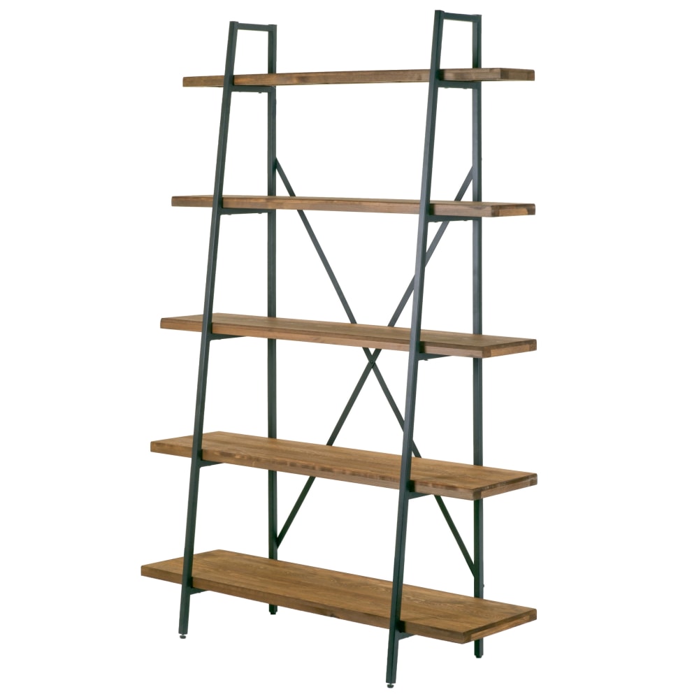 Glamour Home Ailis 72inH 5-Shelf Etagere Bookcase, Brown