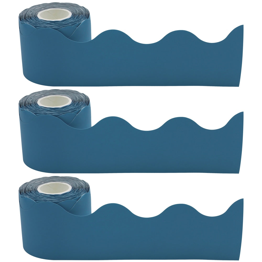 Teacher Created Resources Scalloped Border Trim, Slate Blue, 50ft Per Roll, Pack Of 3 Rolls