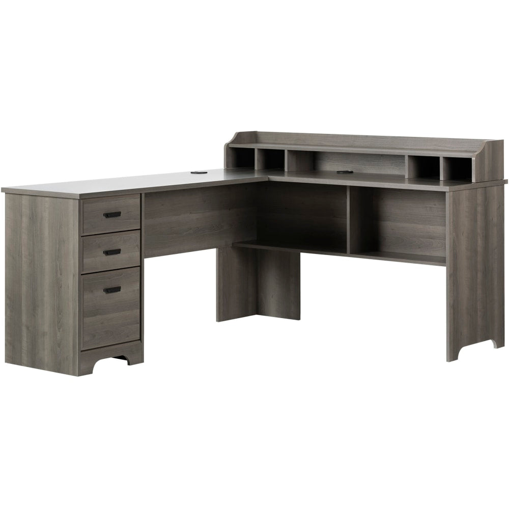 South Shore Versa 60inW L-Shaped Computer Desk, Gray Maple