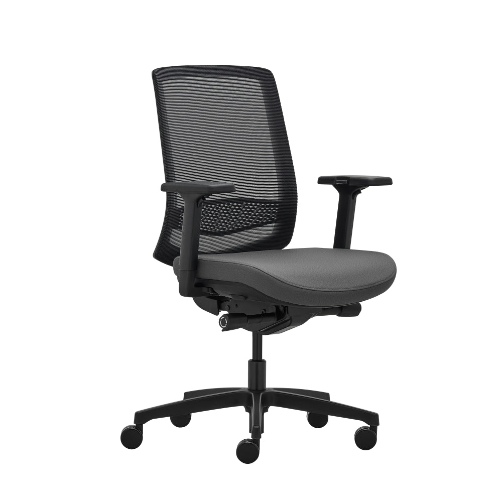 WorkPro Expanse Series Multifunction Ergonomic Mesh/Fabric Mid-Back Manager Chair, Black/Gray, BIFMA Compliant