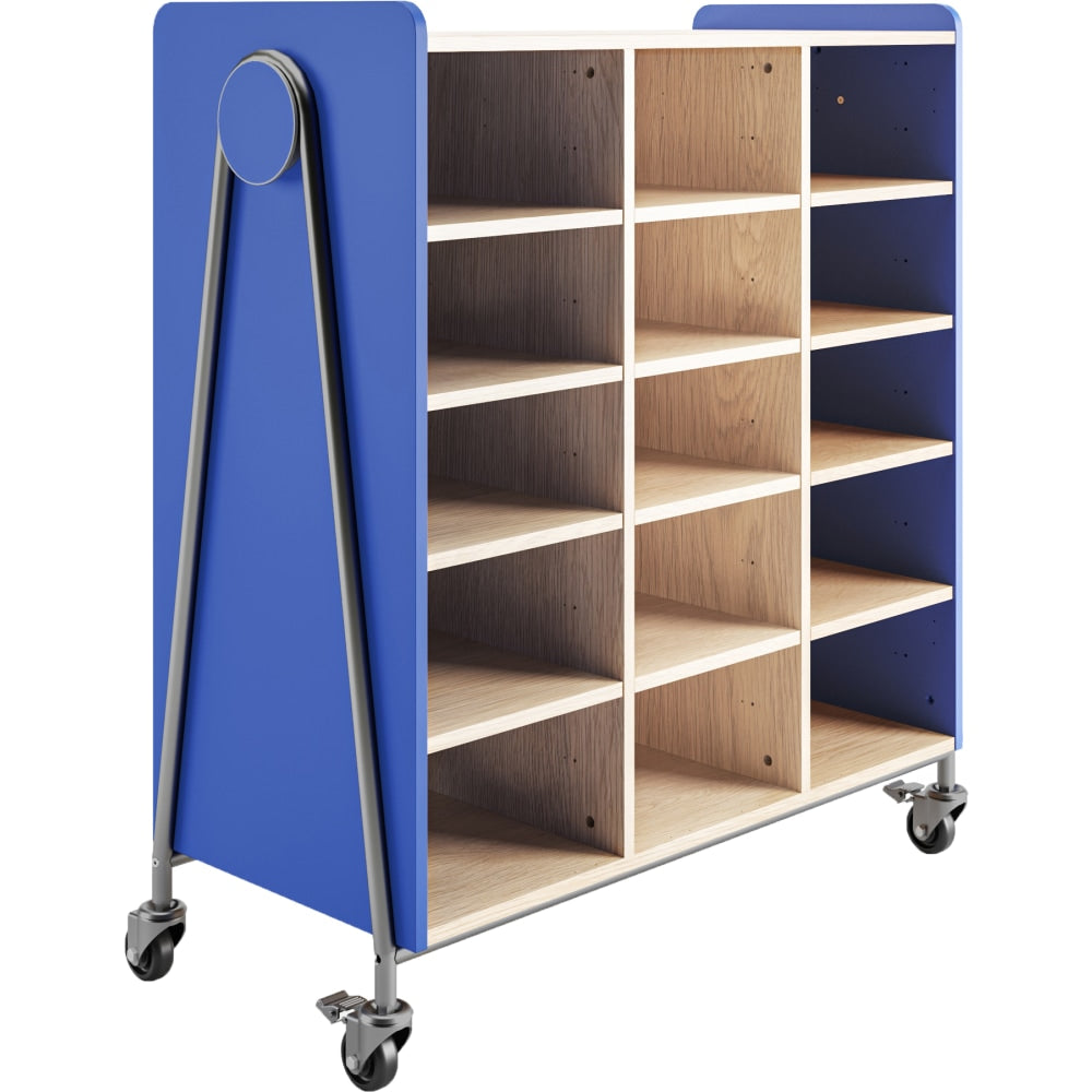 Safco Whiffle Triple-Column 15-Shelf Rolling Storage Cart, 48inH x 43-1/4inW x 19-3/4inD, Spectrum Blue